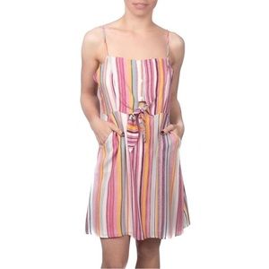 Aakaa Pink and Multicolored Striped Mini Dress, Small